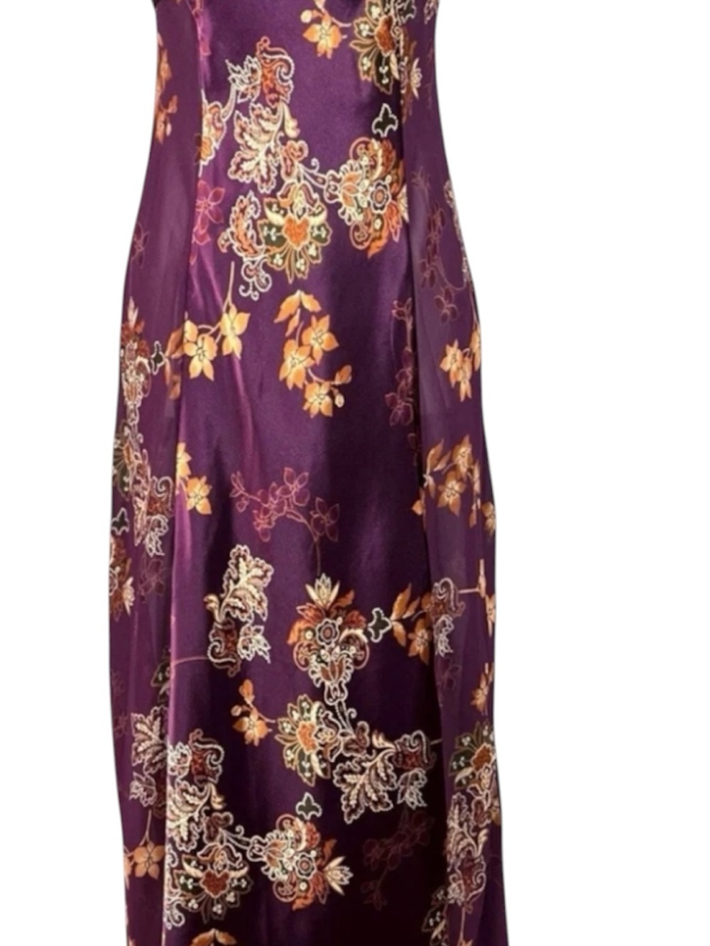 Seductivewear Floral Purple Satin Maxi Slip Dress Vgt Y2K size M,,L329